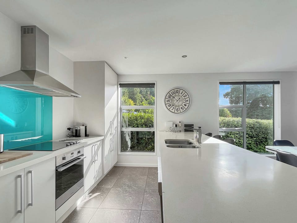 Modern kitchen with spacious island and natural light