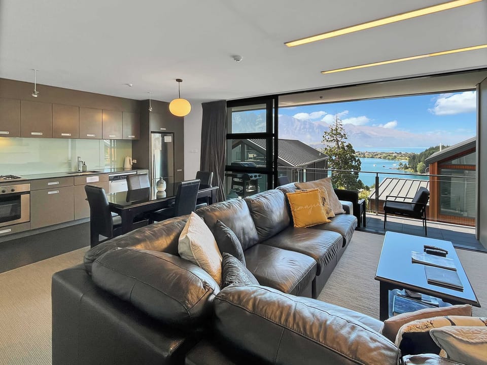 Open living area with dining and kitchen