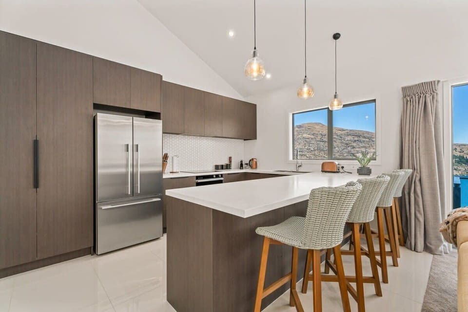 Modern kitchen, with breakfast bar.