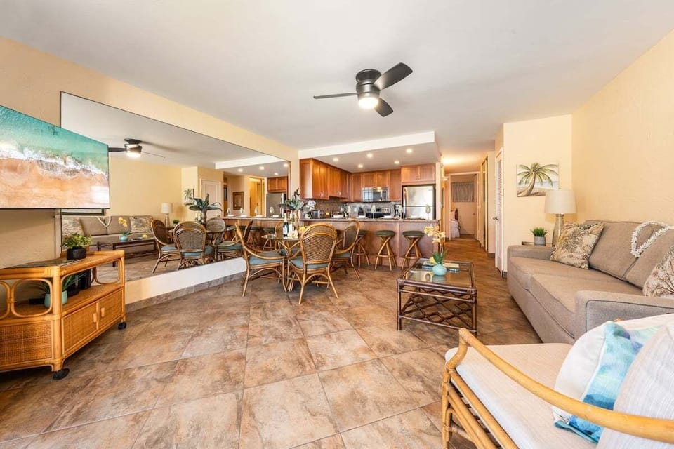 Settle into open living spaces cooled by fans and island air.