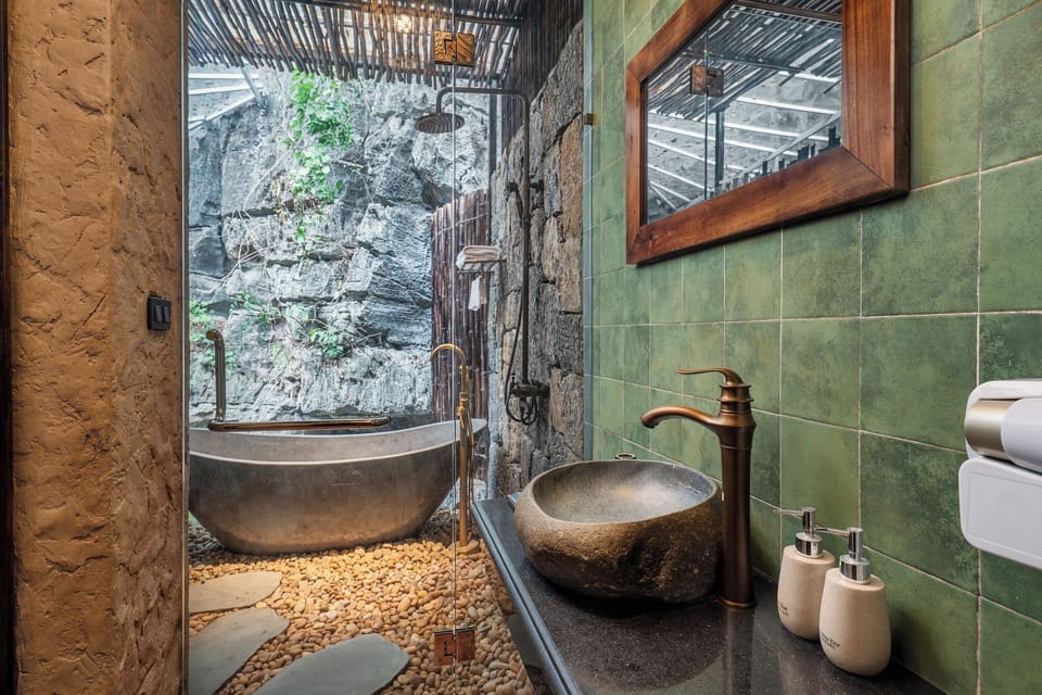 Standard Villa, Pool View | Bathroom | Hair dryer, slippers, towels, soap