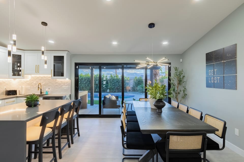 Dining table with seating for 10.