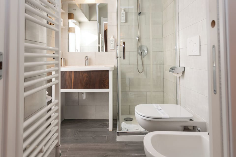 Comfort Single Room | Bathroom | Hair dryer, towels, soap, shampoo