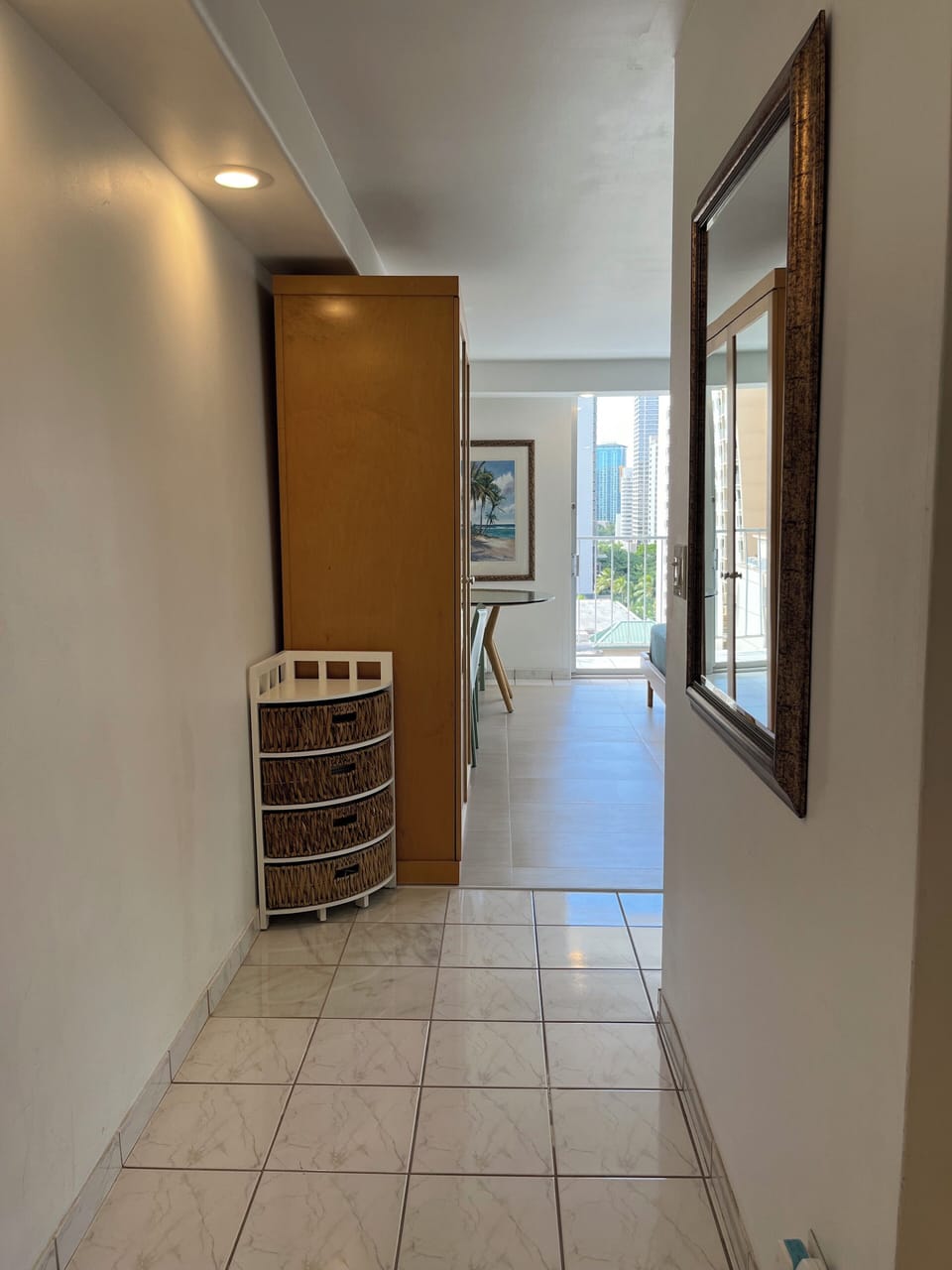Entry hallway into studio.