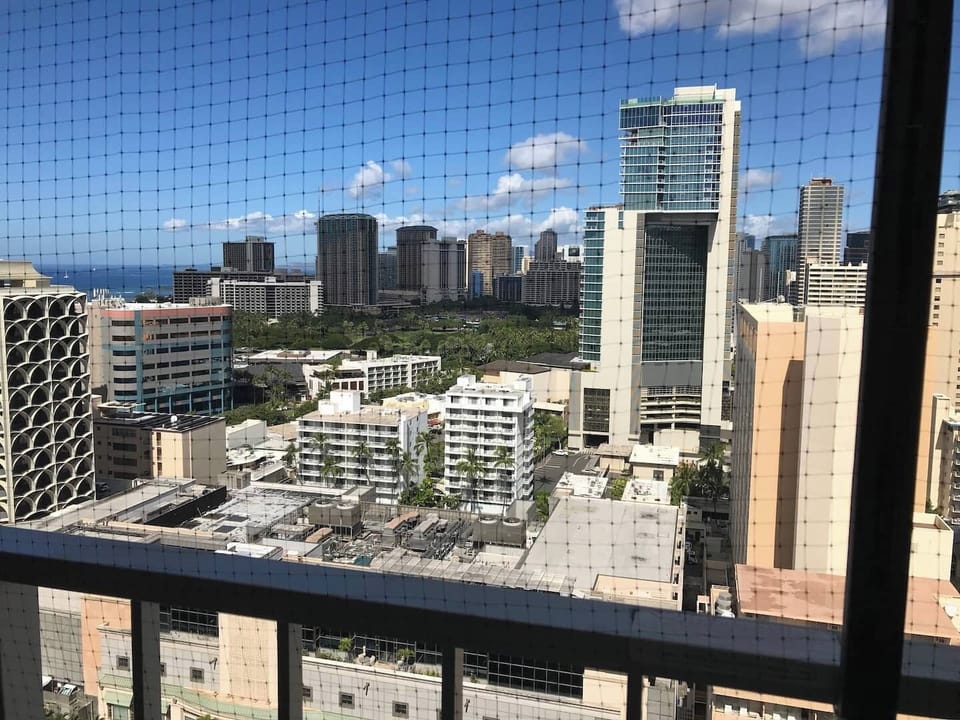 Partial ocean view from apartment lanai (note net has been removed)