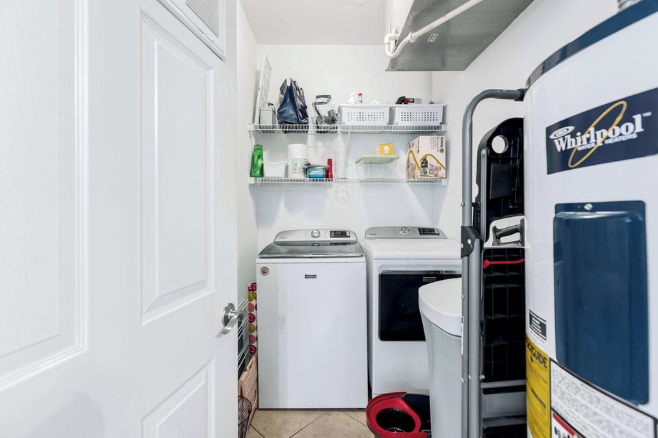 Private laundry is available for your stay located off the kitchen