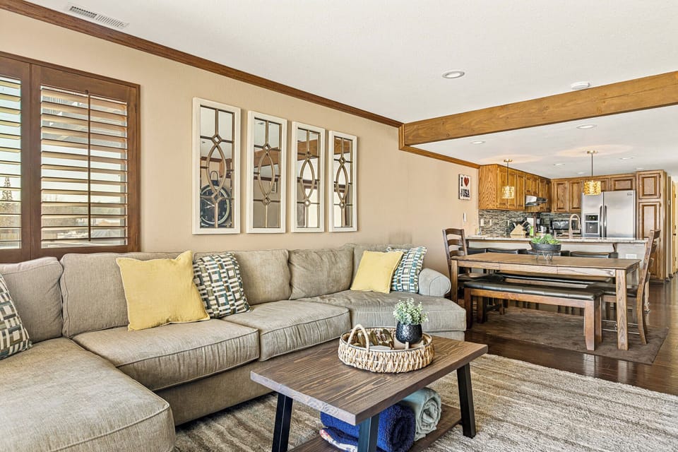 Comfortable sectional couch, open floor plan so everyone can spend time together.