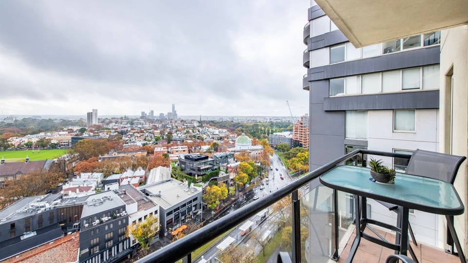 Private balcony overlooking Melbourne’s skyline