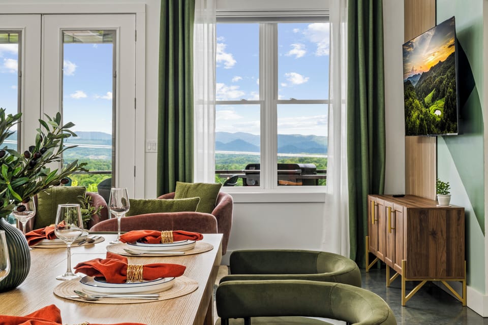 Dine with breathtaking Blue Ridge views right outside the window.