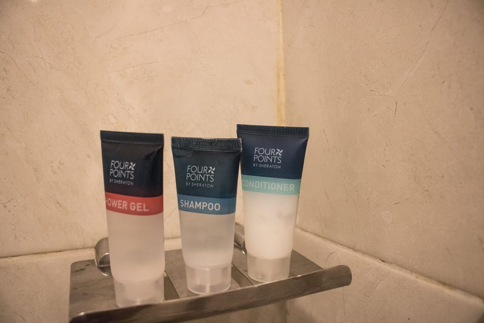 Shower, free toiletries, hair dryer, bathrobes