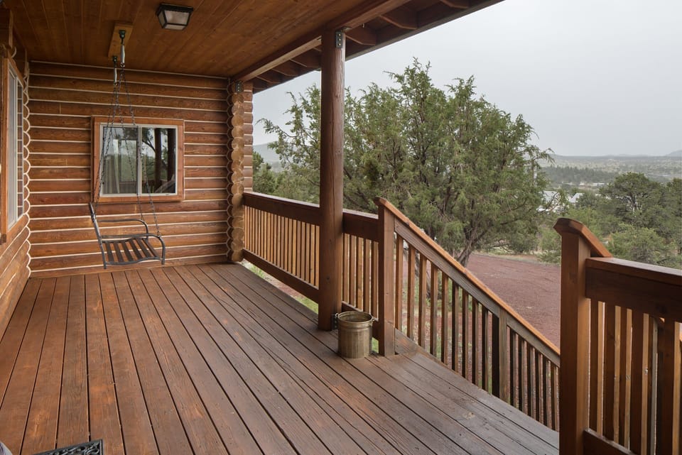 Swing on the front porch with panoramic mountain views