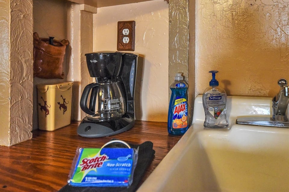 The functional kitchenette is equipped with essentials to whip up a quick breakfast and compliment to the BBQ cooked outside.