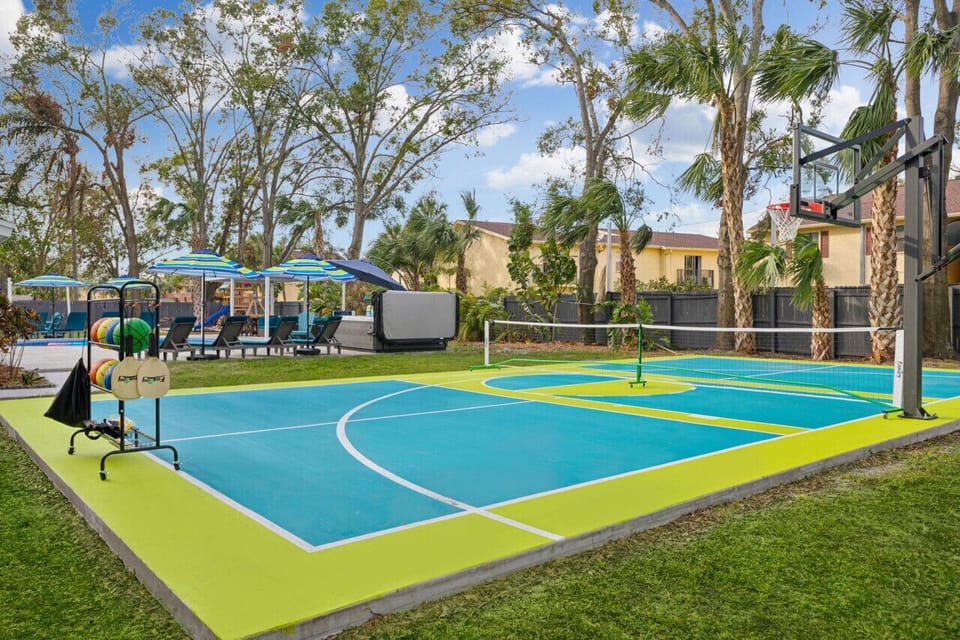 Pickleball, pool, mini golf, firepit, swingset and home