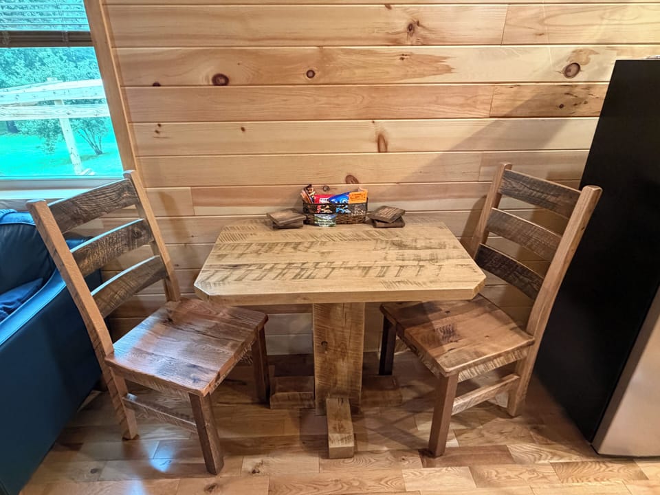 Beautiful cottage table mark built out of barn wood.