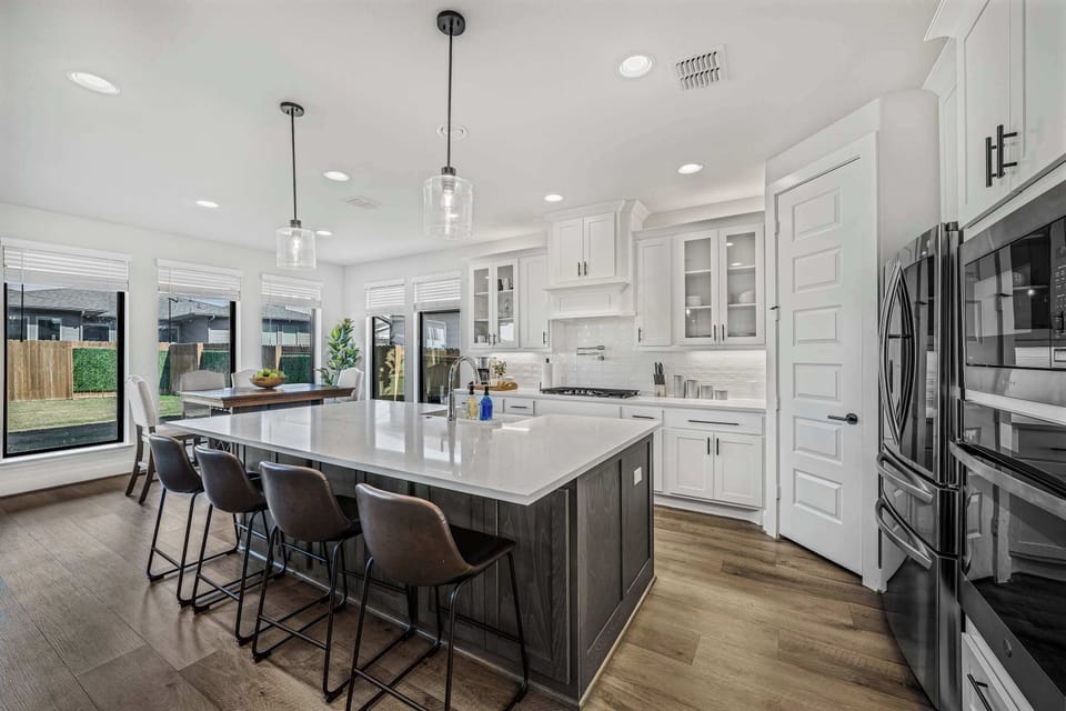 Bar seating for morning coffee or late-night snacks
