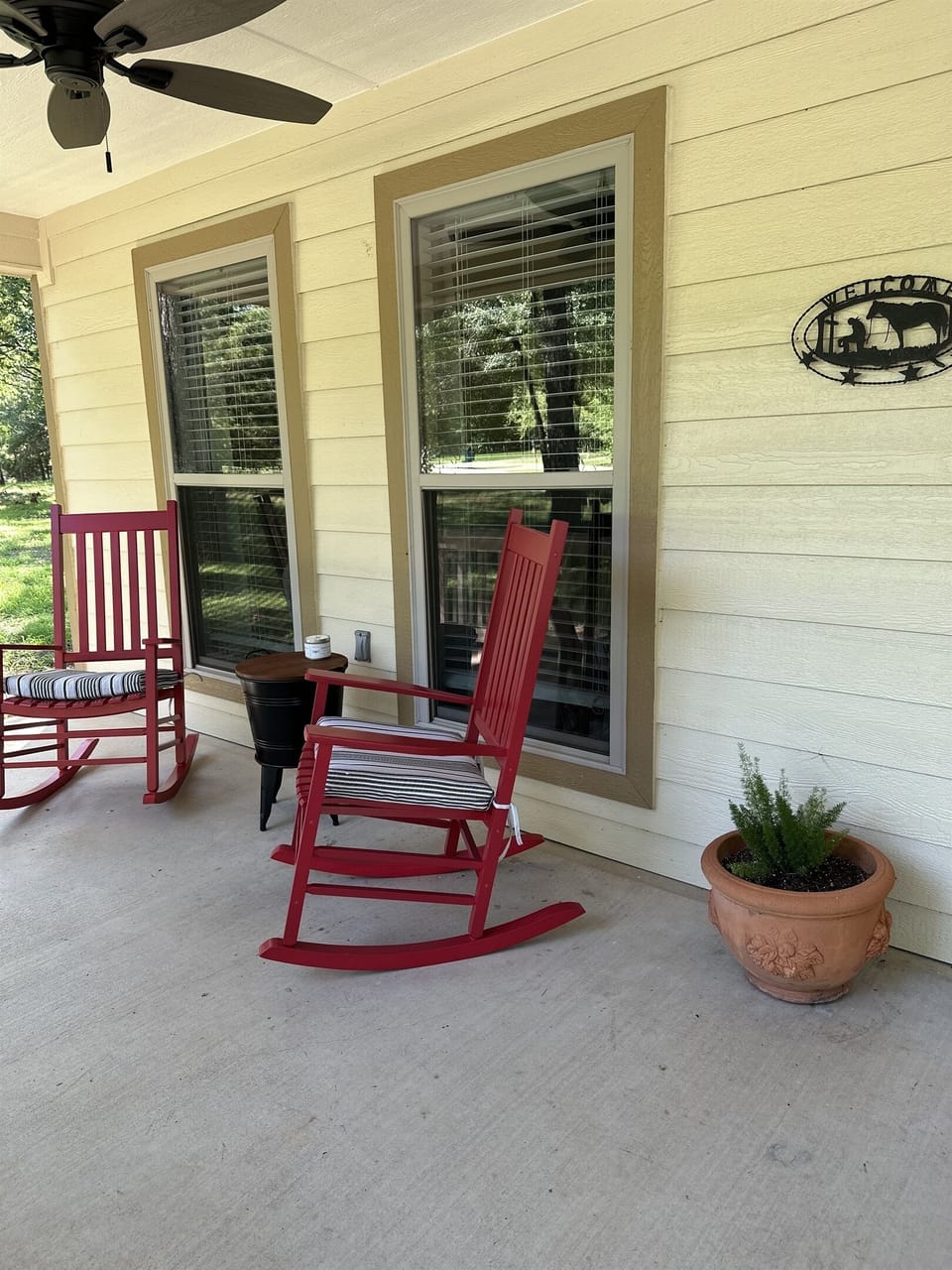 Enjoy bird watching the birds while enjoying a cup coffee on the front porch