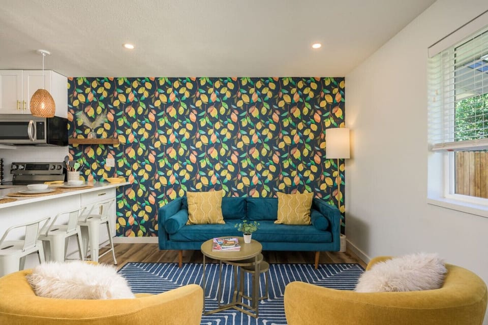 Open living and kitchen layout perfect for group gatherings.