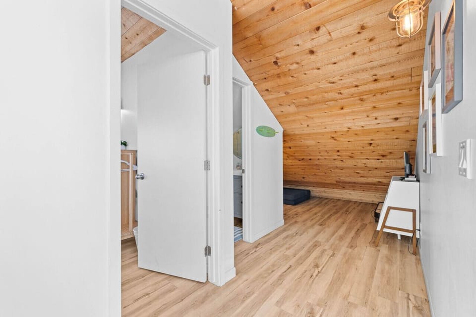 Walk a few steps into this little nook on the third floor, and you`ll find the attic with an additional sleeping couch