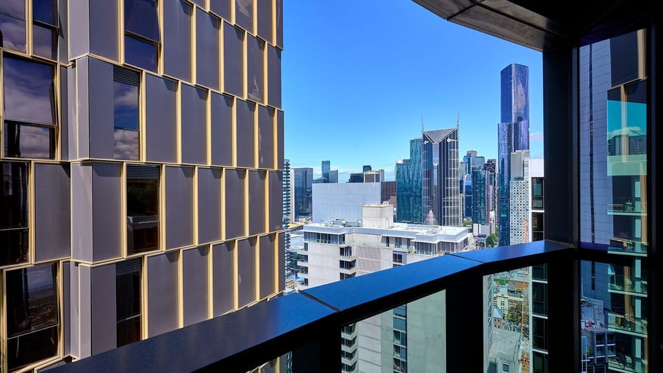 Private balcony with stunning city skyline views