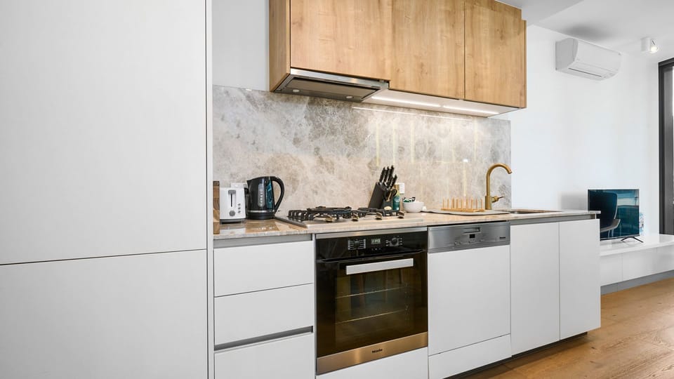 Contemporary kitchen with quality appliances and stylish finishes