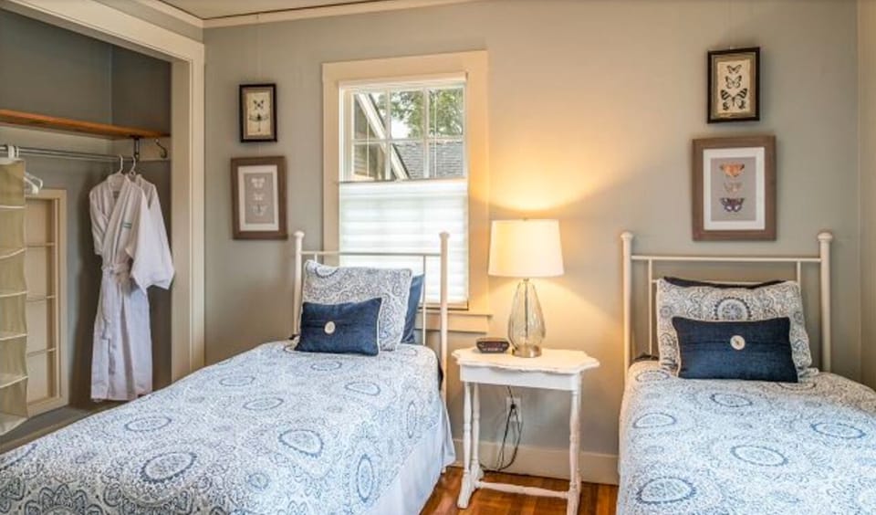 Closet space and full length mirror. 