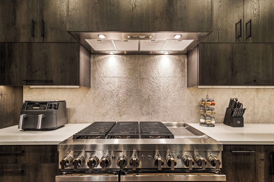 NOIR 48" dual fuel professional range — ready for cooking groups of 20