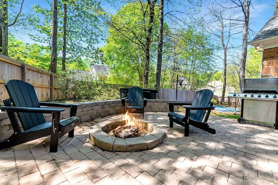 Relaxing outdoor campfire area