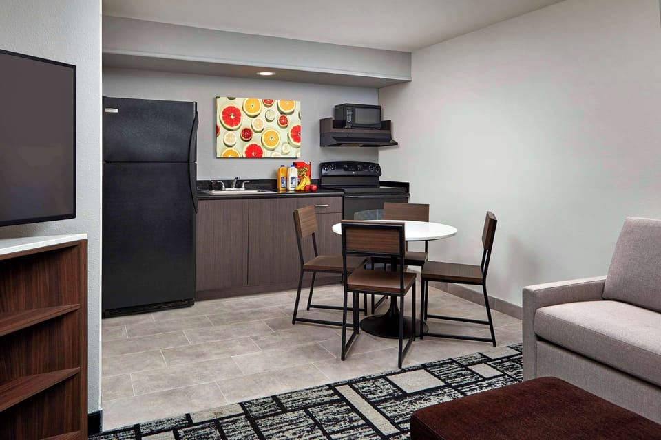 Fridge, microwave, coffee/tea maker