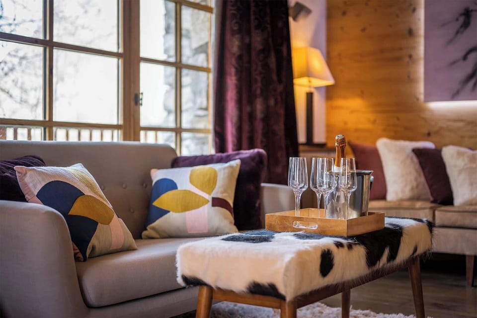 Kick back your feet and relax on the cozy couch.