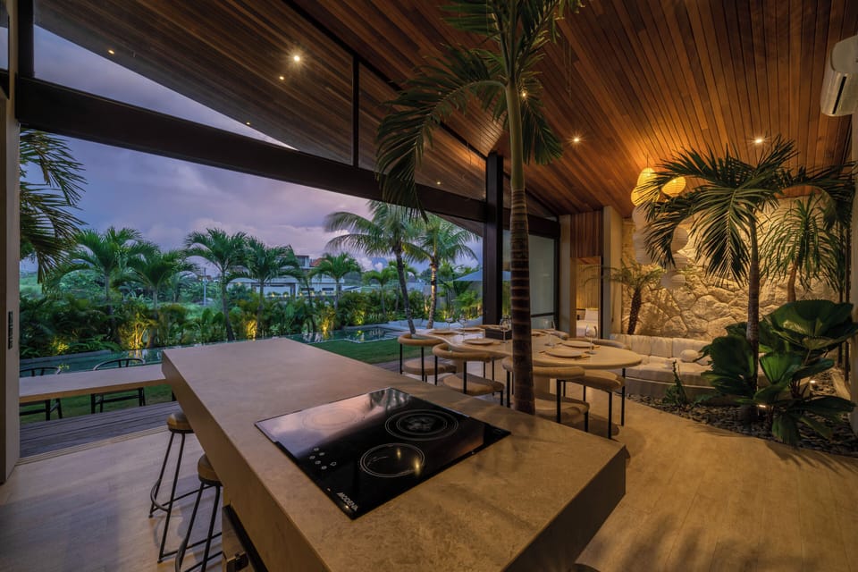 Deluxe Villa, Pool View | Private kitchen | Fridge, microwave, stovetop, coffee/tea maker