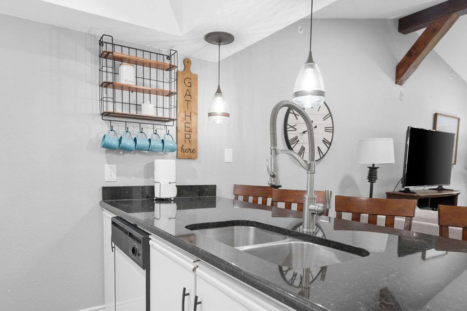 Cozy up in the kitchen for a cup of coffee at the bar