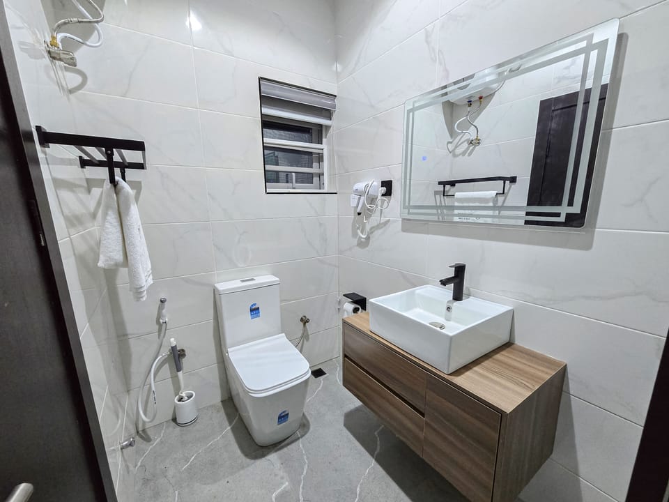 Apartment, City View | Bathroom | Shower, towels, soap, toilet paper