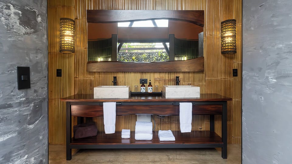 Luxury Tent, Balcony, Mountain View | Bathroom | Separate tub and shower, hair dryer, towels, soap