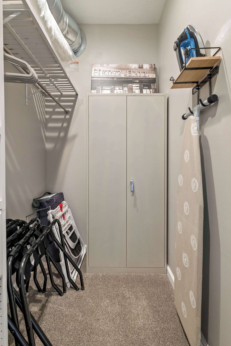 Iron and iron board, pack 'n play, high chair, luggage racks
