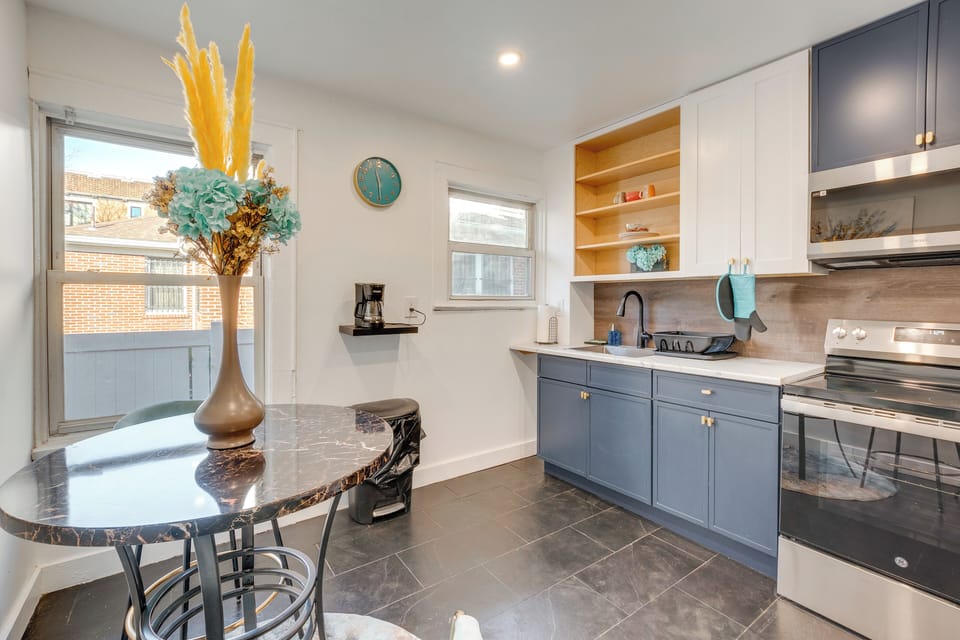 Kitchen | Single-Story Unit | Self Check-In | Central Heat & Window A/C