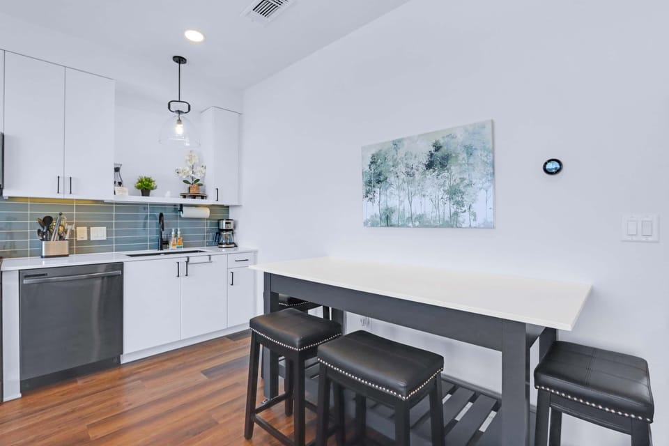 Gather for meals together at the dining table, seating 4
