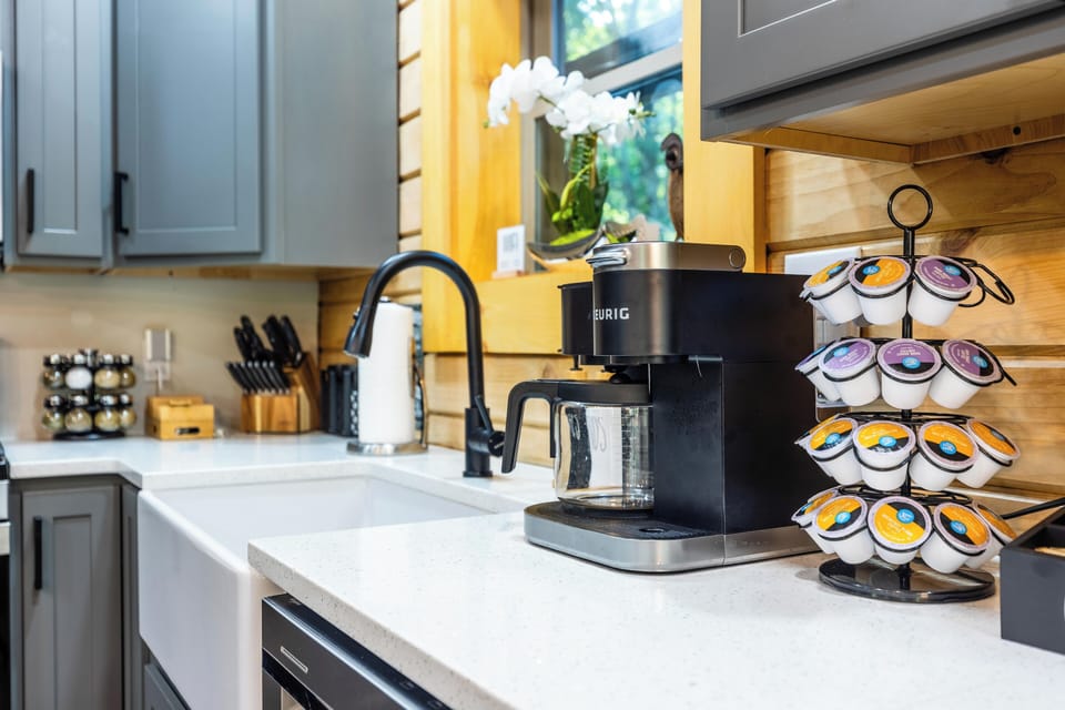Coffee Station: pods, grinds, tea, etc, etc.