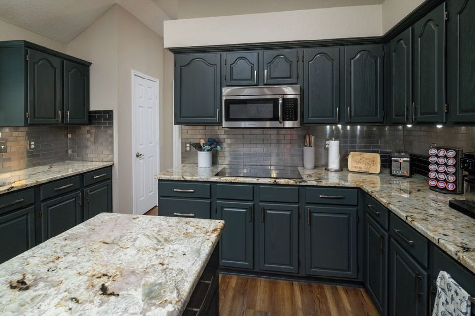 Fully stocked kitchen with everything you need for cooking meals at home!