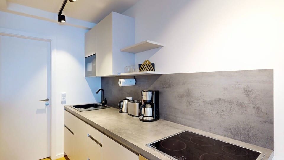 Fully equipped kitchenette in the N°8A Boardinghouse Lüneburg (3)