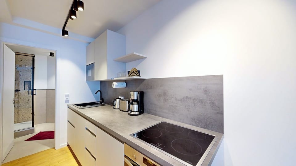 Fully equipped kitchenette in the N°8A Boardinghouse Lüneburg (1)