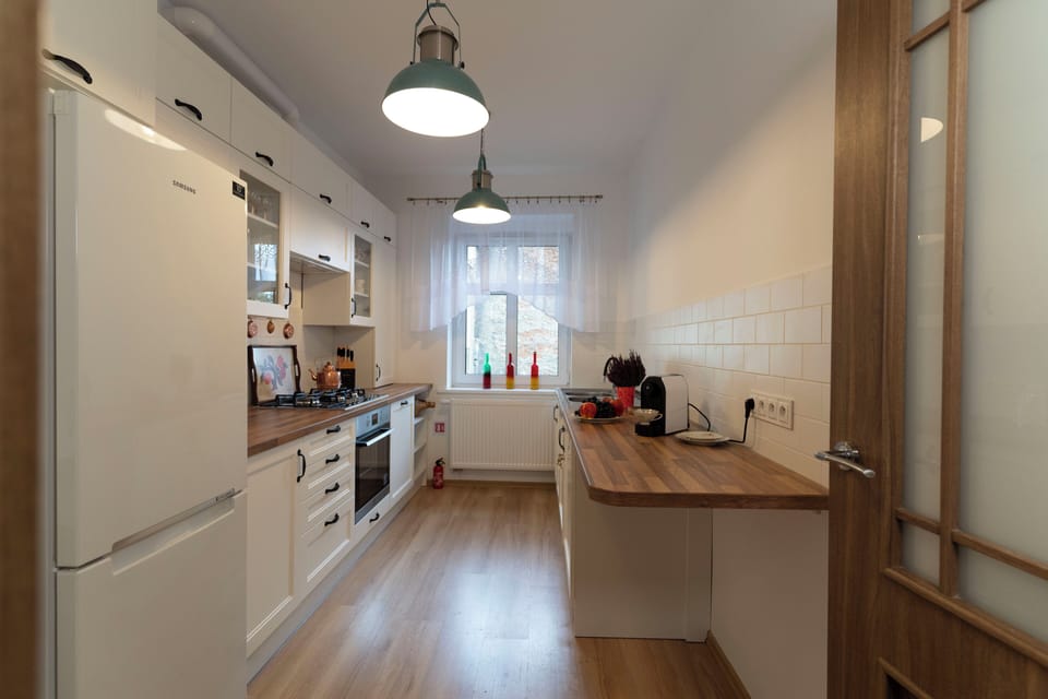 a spacious and elegant kitchen