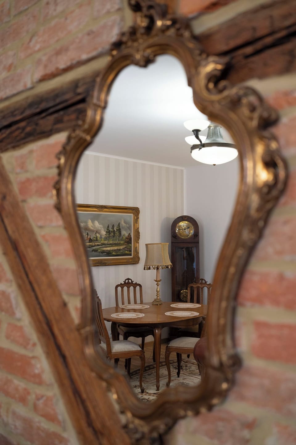 French antique mirror on the XVII century  prussian wall