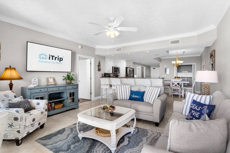 Open layout and a large tv are just a few of the features in this amazing space