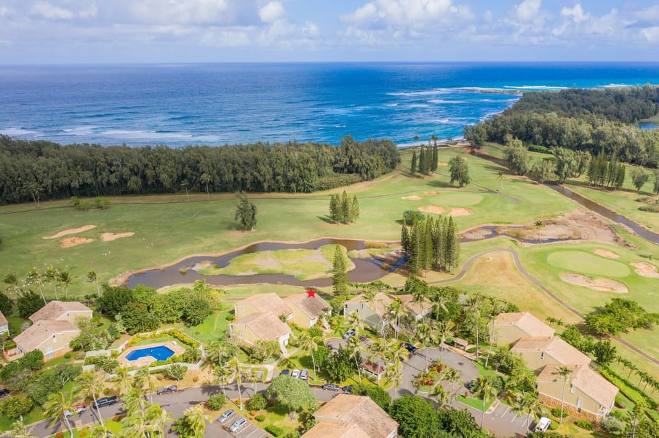 Aerial Shot of Kuilima Estates East - Unit Depicted with a Red Star