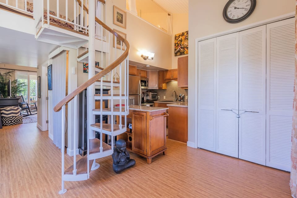 Kitchen w/Stairs Leading to Loft