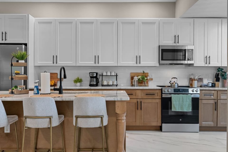 Fully equipped modern kitchen for family meals in Portsmouth vacation rental