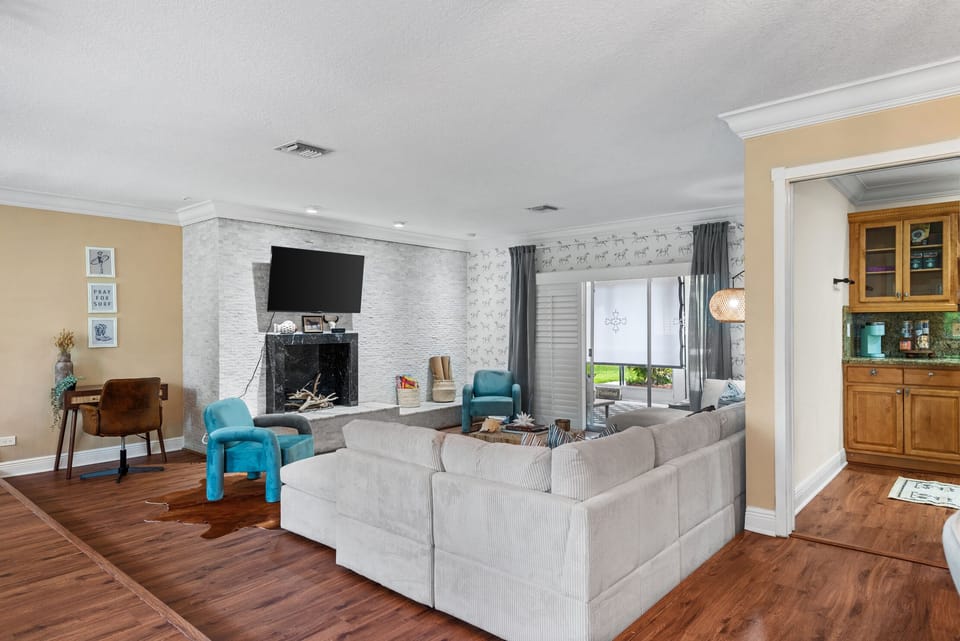 Fireplace and TV in the living room