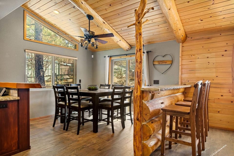 Dining room space for eight and bar seating.