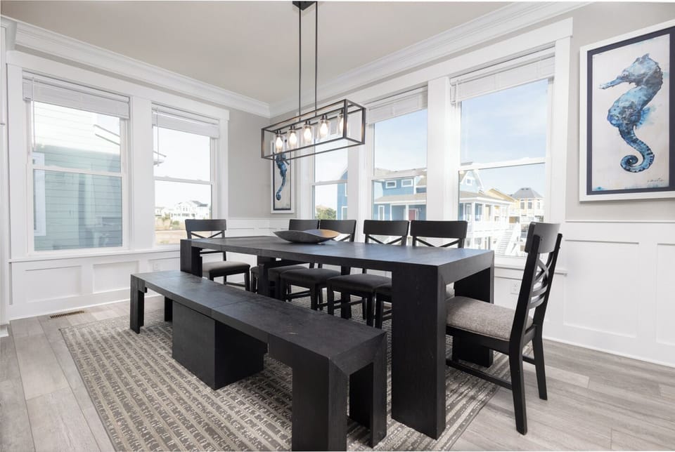 Come together in the kitchen and savor the dining area