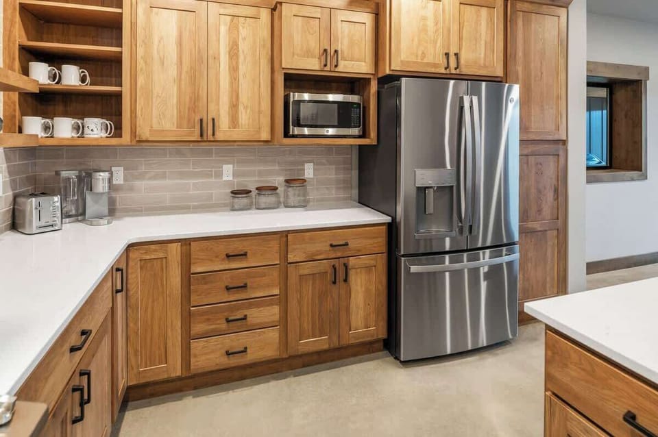 Kitchen is fully appointed.